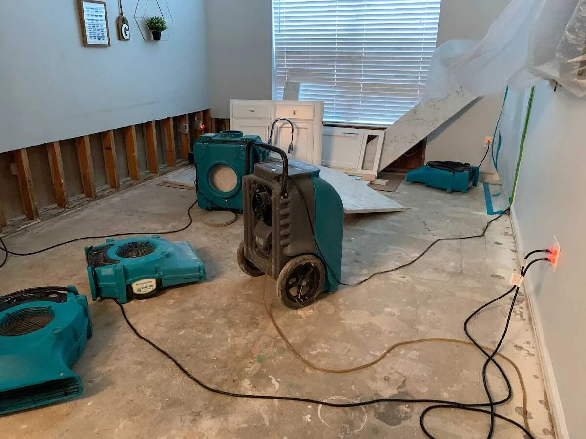 Dehumidifier in flood-cut room for Water Damage Restoration in Huntington Woods